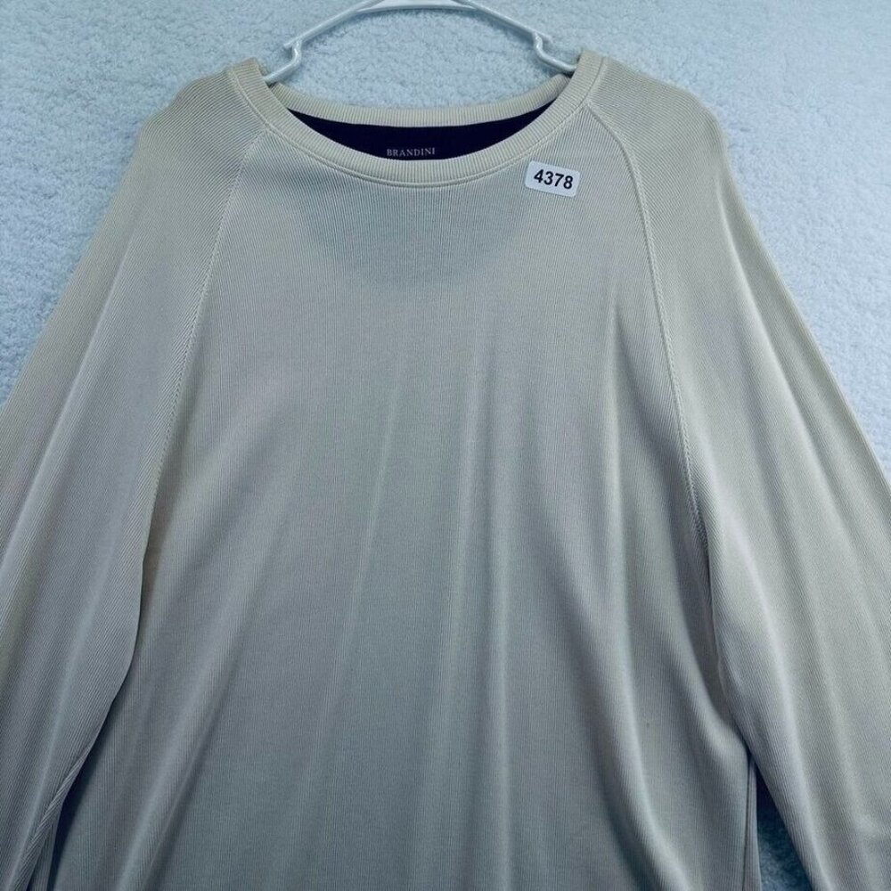 Brandini Mens Thermal Shirt Size XL Off White‎ Crewneck Pullover Long Sleeve New